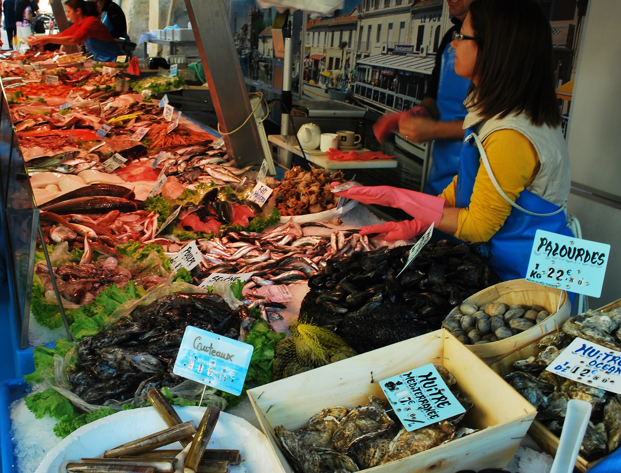 A typical fish market in Provence, France